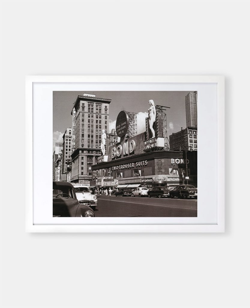 New York City Times Square With Massive Bond Clothing Sign Between 44th