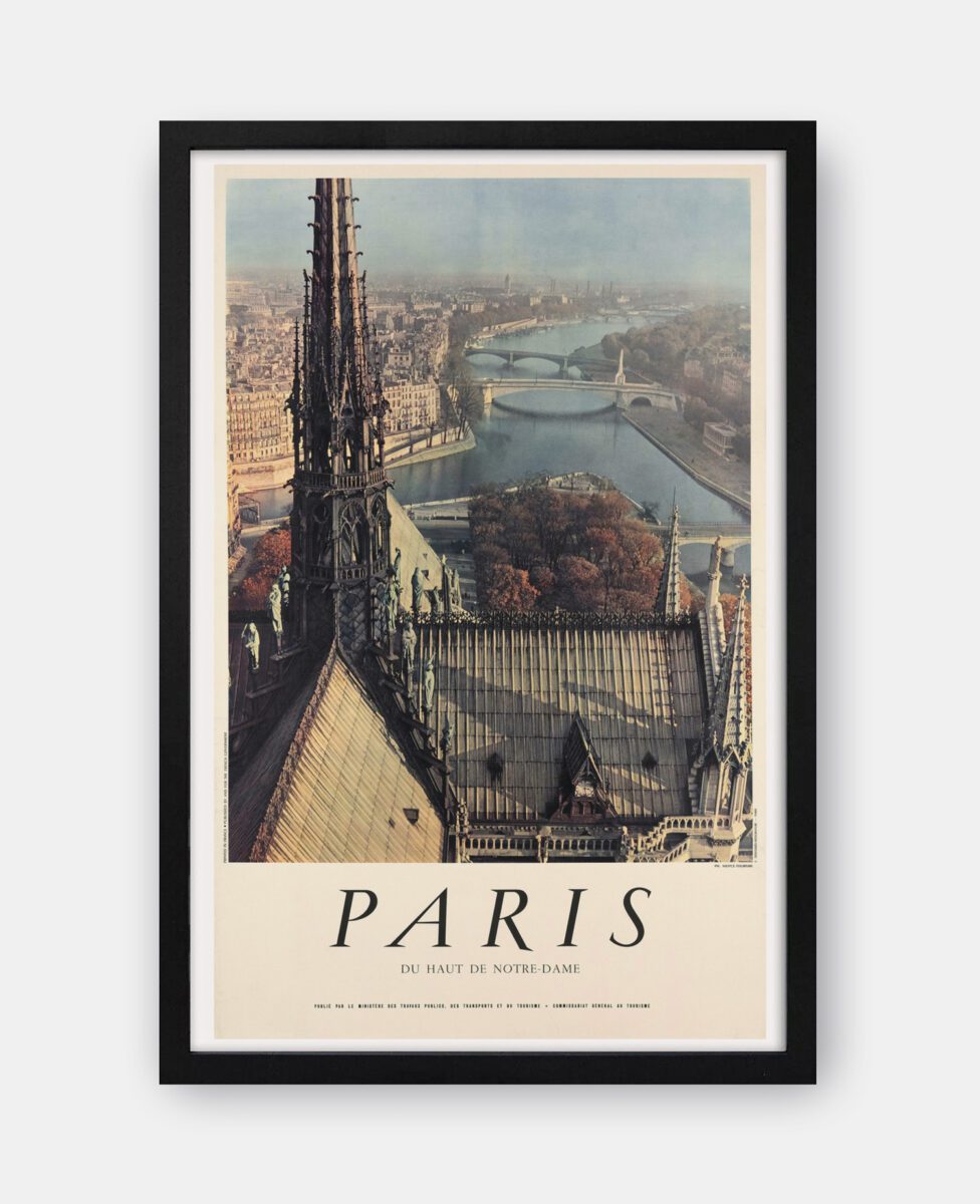 gray Notre-Dame-in-Paris-1955-Travel-Poster-Print-by-Niepce