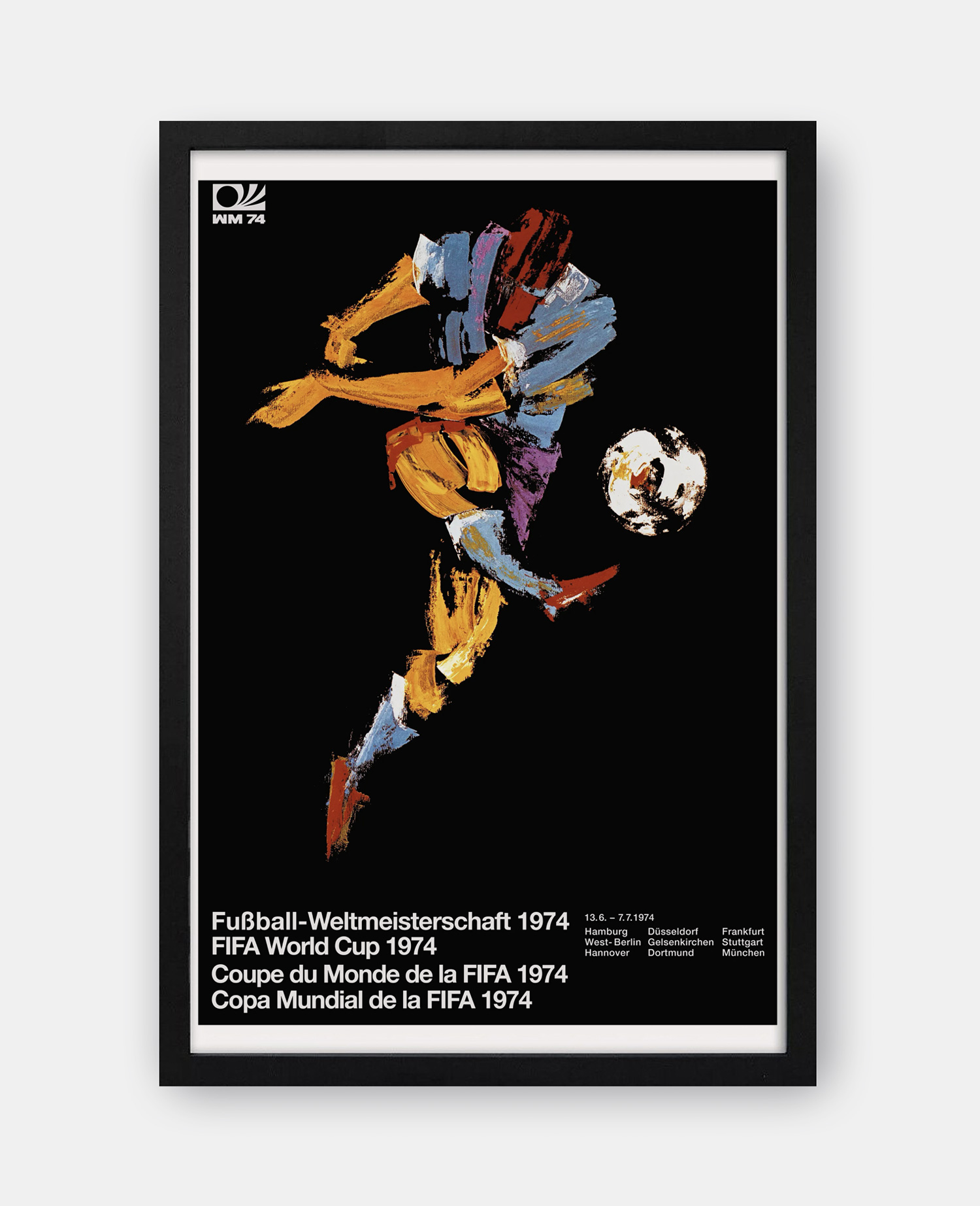 1974 FIFA World Cup in West Germany Football Soccer Vintage Poster